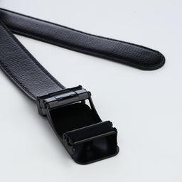 Ремень мужской, 120×3.5 см, пряжка автомат, регулируемая длина, кожа под флотер, чёрный