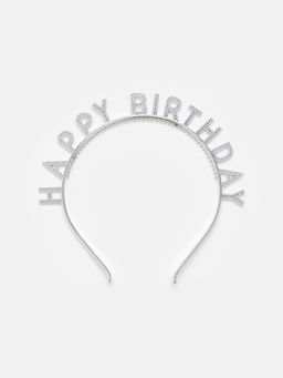 Цена за 2 шт. Ободок "Happy birtday" серебряный