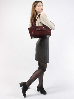 LACCOMA сумка Y2430-1-бордовый натуральная замша, натуральная кожа полиэстер  фото 2