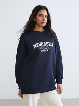 Nebraska Bask?l? Kad?n Kal?n Sweatshirt Tunik