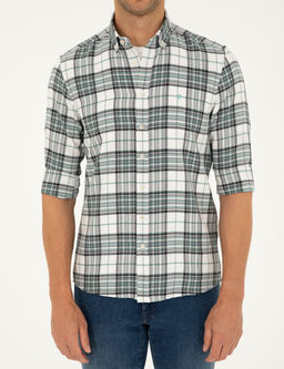 Su Ye_ili Ekose Slim Fit Uzun Kollu G_mlek