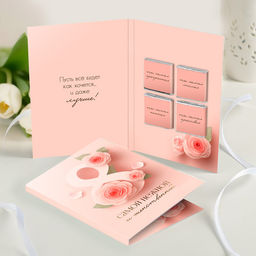 Открытка 4 шоколадки "8 (самой нежной и женственной)"