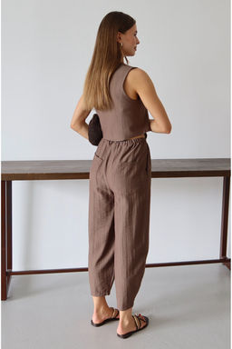 Kahverengi Yelek Pantolon Dokuma Alt - Ust Tak?m TWOAW26AU00068 - Trendyolmilla фото 4