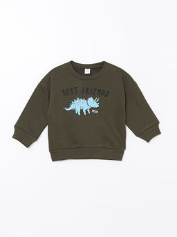 Bask?l? Erkek Bebek Sweatshirt ve E?ofman Alt 2li Tak?m