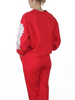 3416/3417 RED Костюм спортивный утепленный женский (95% хлопок, 5% эластан)