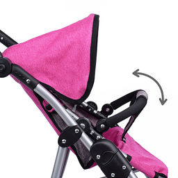 Коляска-трансформер для кукол, металлическая, регулируемая ручка, с корзиной, цвет зеленый, в пакете