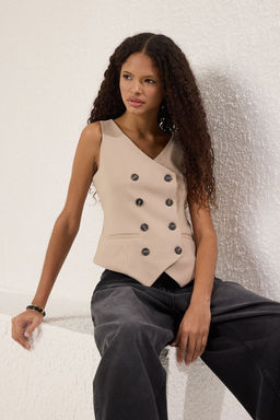 Trendyolmilla Vizon Fitted Dokuma Yelek TWOSS25YE00069 фото 2