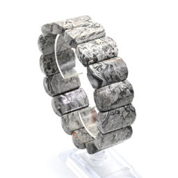 Браслет из яшмы серой прямоугольник 26*15мм, 20см, 92,6г