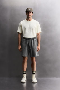 PANTALONES CORTOS JOGGER LAVADOS TRAINING / Gris / Azul