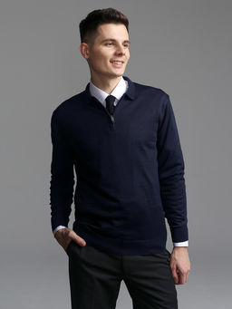 Джемпер мужской с воротником поло GREG G129-EV (т.синий)  фото 4