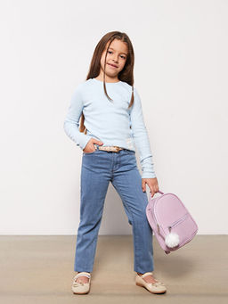 Bisiklet Yaka Uzun Kollu K?z ?ocuk Ti??rt - Waikiki фото 3