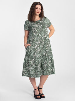 Платье женское кулирка "АГНИЯ" РОМАШКА ЗЕЛЕНЫЙ