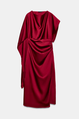 VESTIDO MIDI SATINADO CAPA / Rojo medio - Zara фото 4