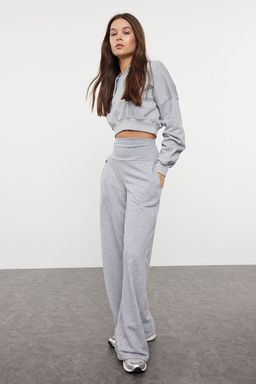 Gri Ince Ekstra Yuksek Bel Wide Leg/Genis Kesim Pantolon TWOAW25PL00026