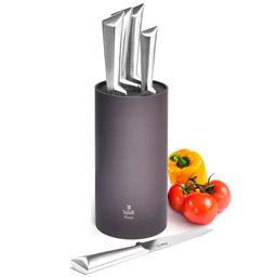 Набор ножей из нержавеющей стали Лукас 6пр, ручка из из нержавеющей стали, пластмассовая матовая подставка спагетти, серо-коричневый, TalleR (Китай) - Домашняя мода фото 3