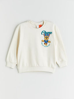 Bisiklet Yaka Bask?l? Erkek ?ocuk Sweatshirt