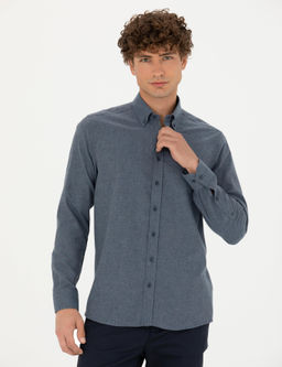 Рубашка Pierre Cardin Regular Fit темно-синяя с длинным рукавом