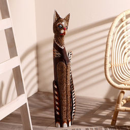 Фигура интерьерная «Кошка», 80 см, дерево