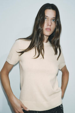 BASIC 100% CASHMERE SHORT SLEEVE TOP - Zara фото 5