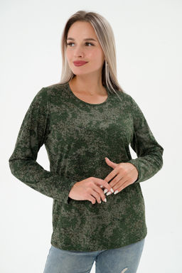 Футболка женская длинный рукав из кулирки цифра зеленый - Амадэль фото 10