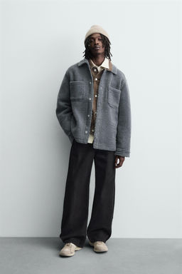 FAUX SHEARLING OVERSHIRT WITH POCKETS