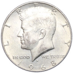 Монета 1/2 доллара (50 центов) 1968 года D США