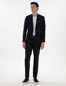 Lacivert Slim Fit Tak_m Elbise