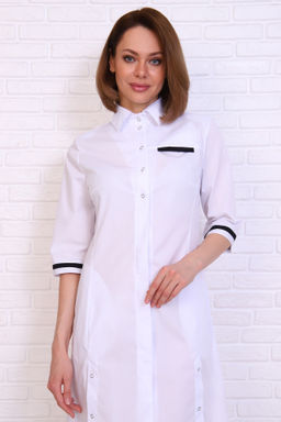 Халат женский 196 ТС. Цвет: белый и черный - Стильб фото 5