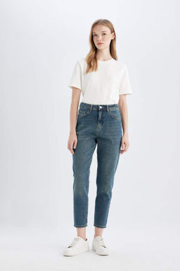 Джинсовые брюки длиной до щиколотки с высокой талией Lina Mom, потертые брюки - Defacto фото 3