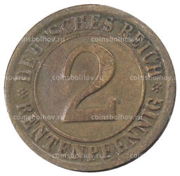 Монета 2 рентенпфеннига 1924 года A Германия