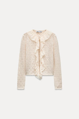 POINTELLE KNIT CARDIGAN WITH RUFFLES - Zara фото 3