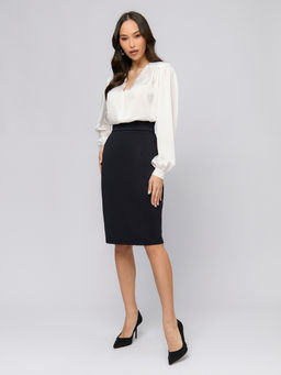 Юбка темно-синего цвета длины миди - 1001dress фото 2