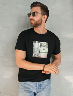 VILATTE / Футболка мужская черная с принтом