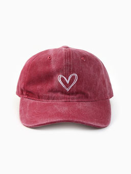 Кепка женская MINAKU «Сердце», размер 56-58, розовая, вареный деним