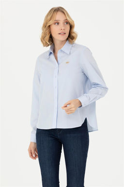 U. S. Polo Assn Женская голубая рубашка с длинным рукавом - U.s. polo assn фото 8