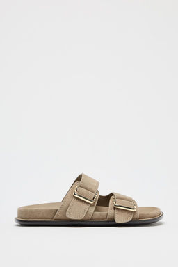 SPLIT SUEDE STRAPPY FLAT SANDALS - Zara фото 2