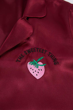 Trendyolmilla Siyah Cilek ve Slogan Nak?sl? Saten Sortlu Dokuma Pijama Tak?m? THMSS22PT0395  фото 29
