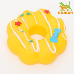 Игрушка пищащая Пончик для собак, 8,5 см, жёлтая