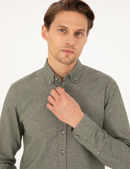 Рубашка Pierre Cardin Slim Fit хаки длинный рукав