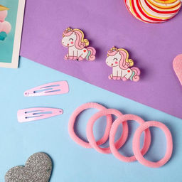 Цена за 6 шт. Набор для волос «Нежность», 4 резинки, 2 зажима, 2 невидимки, милашки, 4 и 4.5 см, розовый