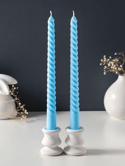 Цена за 2 шт. Свеча витая 25 см (набор 2 шт) 57 гр, 5 ч, цв. пастельно-голубой