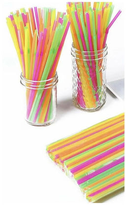 Набор трубочек д/коктейля 5 мм*21 см неоновые/полосатые с гофрой,100 шт арт: KGT013P,KGT012P (3 631|