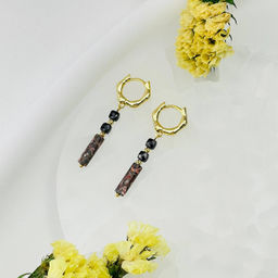 Серьги из черной Шпинели и леопардовой Яшмы