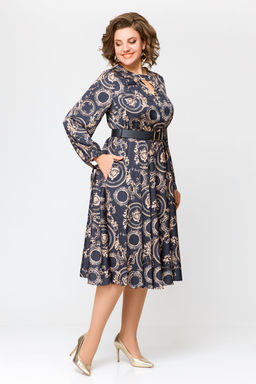 Платье Swallow 707 черный+бежевый принт