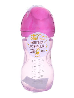 Бутылочка для кормления с наклейками Juicy от 0 мес., 250 мл., фиолетовая, M&B