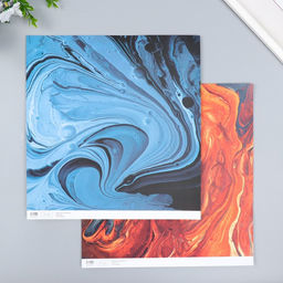 Цена за 5 шт. Бумага для скрапбукинга двусторонняя «Разводы краски», плотность 180 г, 30.5×32 см