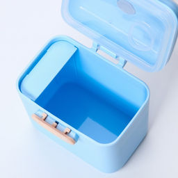 Контейнер для хранения детского питания 150 мл., с ложкой, голубой