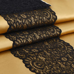 Кружевная эластичная ткань, 195 мм, 2.7±0.5 м, чёрная