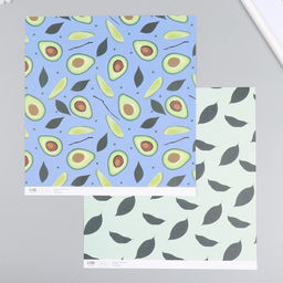 Цена за 5 шт. Бумага для скрапбукинга двусторонняя «Авокадо», плотность 180 г, 30.5×32 см