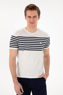 Erkek Slim Fit Bisiklet Yaka Beyaz Triko Ti__rt Sepette S_rpriz _ndirim - U.s. polo assn фото 3